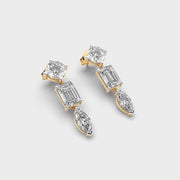Straight Mixed Cut Linear Diamond Earrings