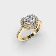 Queen Heart Shaped Diamond Solitaire Halo Ring
