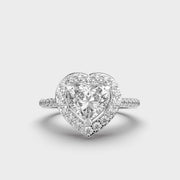Queen Heart Shaped Diamond Solitaire Halo Ring