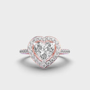 Queen Heart Shaped Diamond Solitaire Halo Ring