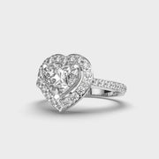 Queen Heart Shaped Diamond Solitaire Halo Ring