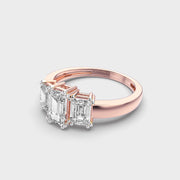 Triad Emerald Diamond Solitaire Ring