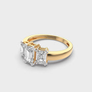 Triad Emerald Diamond Solitaire Ring