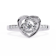 Layered Heart Orbit Ring