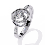 Layered Heart Orbit Ring