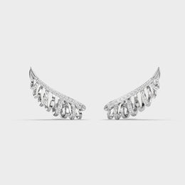 Side Swirl Diamond Stud Earcuffs