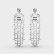 Shimmering Glorious Green Cascade Diamond Earrings