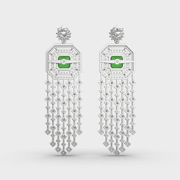 Shimmering Glorious Green Cascade Diamond Earrings