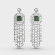 Shimmering Glorious Green Cascade Diamond Earrings