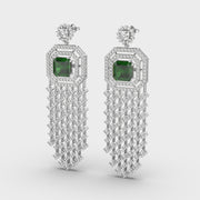 Shimmering Glorious Green Cascade Diamond Earrings