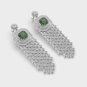 Shimmering Glorious Green Cascade Diamond Earrings