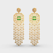 Shimmering Glorious Green Cascade Diamond Earrings