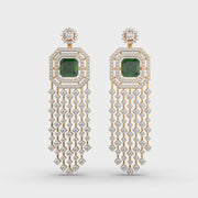 Shimmering Glorious Green Cascade Diamond Earrings