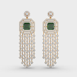 Shimmering Glorious Green Cascade Diamond Earrings
