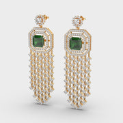 Shimmering Glorious Green Cascade Diamond Earrings