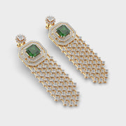 Shimmering Glorious Green Cascade Diamond Earrings