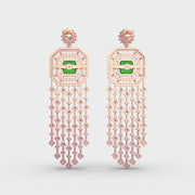 Shimmering Glorious Green Cascade Diamond Earrings