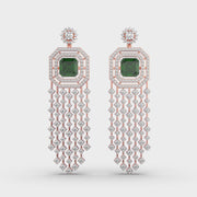 Shimmering Glorious Green Cascade Diamond Earrings