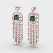 Shimmering Glorious Green Cascade Diamond Earrings