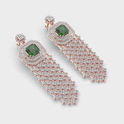 Shimmering Glorious Green Cascade Diamond Earrings