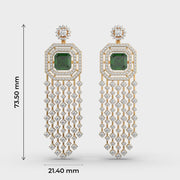 Shimmering Glorious Green Cascade Diamond Earrings