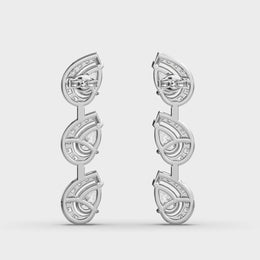 Three Leaf in a Row Diamond Earrings