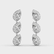 Three Leaf in a Row Diamond Earrings