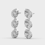 Three Leaf in a Row Diamond Earrings