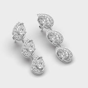 Three Leaf in a Row Diamond Earrings