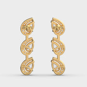 Three Leaf in a Row Diamond Earrings
