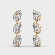 Three Leaf in a Row Diamond Earrings