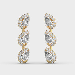 Three Leaf in a Row Diamond Earrings