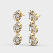 Three Leaf in a Row Diamond Earrings