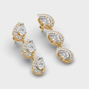 Three Leaf in a Row Diamond Earrings