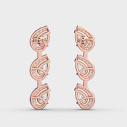 Three Leaf in a Row Diamond Earrings