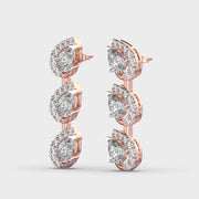 Three Leaf in a Row Diamond Earrings