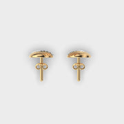 Shell Three Lined Diamond Studs