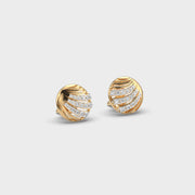 Shell Three Lined Diamond Studs