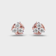 Tri Floral Bloom Diamond Earrings