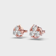 Tri Floral Bloom Diamond Earrings