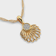 Feathered Gold Diamond Pendant