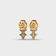 Modern Linear Pattern Diamond Earrings