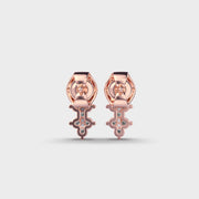 Modern Linear Pattern Diamond Earrings