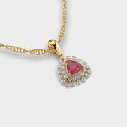 Red Stone Mistletoe Diamond Pendant