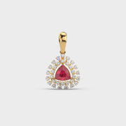 Red Stone Mistletoe Diamond Pendant