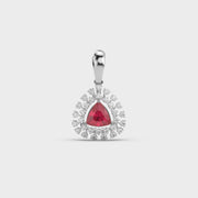 Red Stone Mistletoe Diamond Pendant