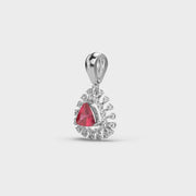 Red Stone Mistletoe Diamond Pendant