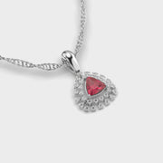 Red Stone Mistletoe Diamond Pendant