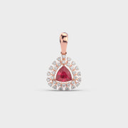Red Stone Mistletoe Diamond Pendant