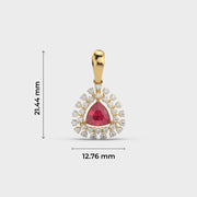 Red Stone Mistletoe Diamond Pendant